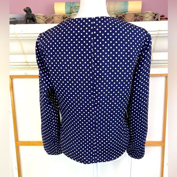 Vintage Polka Dot Navy Jacket shorter length button down - Picture 2 of 6